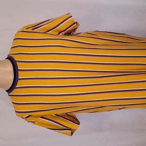 San Francisco Work Shirt L Purple/Yellow Vertical Striped 90's Hip Hop